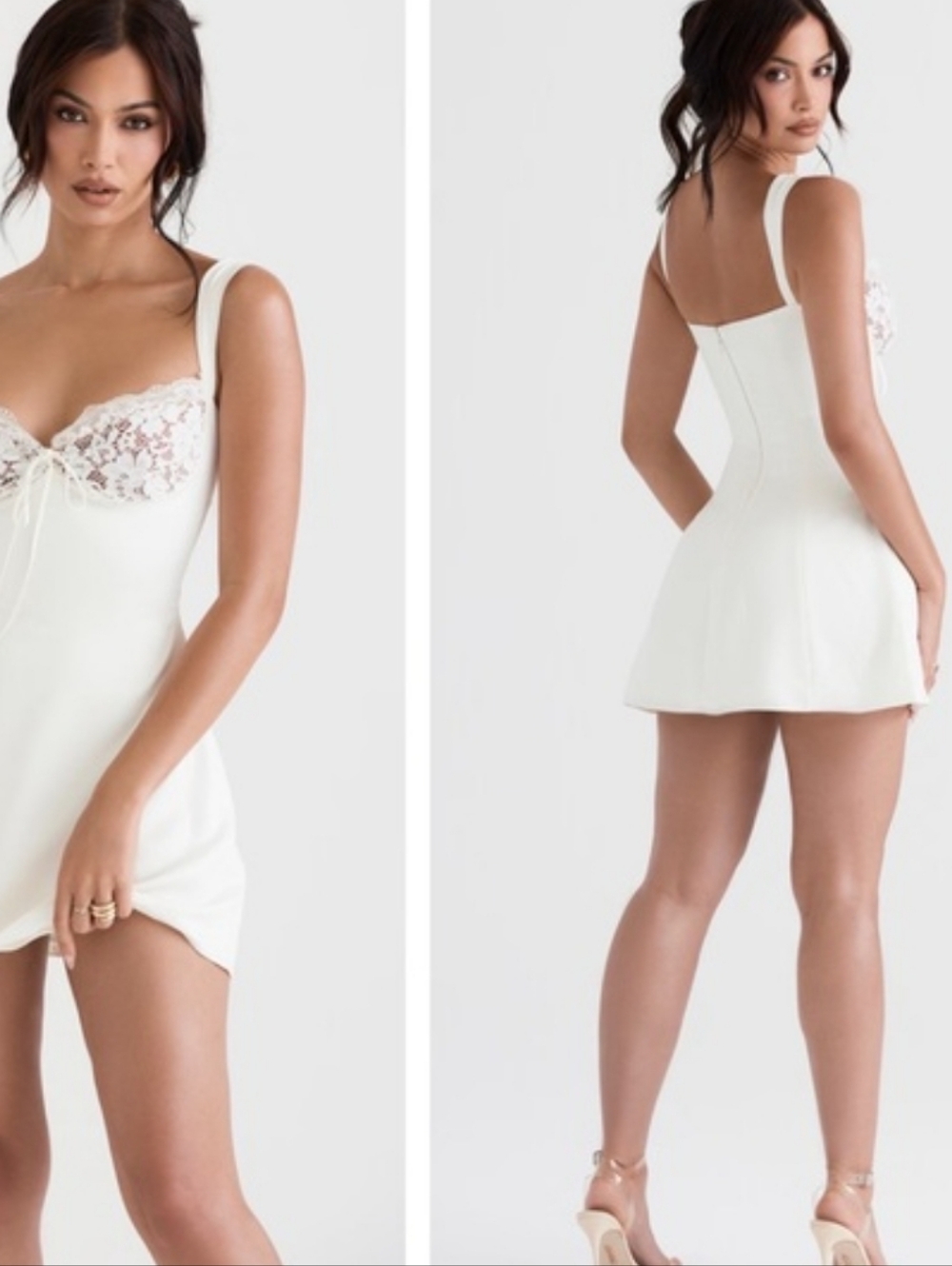 HOUSE OF CB ADRIANA mini Satin Dress Wedding Shower Women Designer Revolve L - Picture 5 of 9